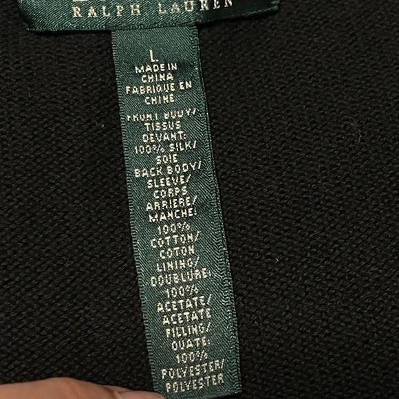 Ralph Lauren Ladies Size Large Black Front Zip Equestrian Sweater - Picture 5 of 5